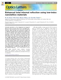 Enhanced Total Internal Reflection Using Low-Index Nanolattice Materials