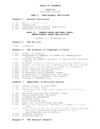 Table of Contents Title 51 Military Affairs Part I