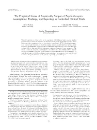 The Empirical Status of Empirically Supported Psychotherapies: Assumptions, Findings, and Reporting in Controlled Clinical Trials