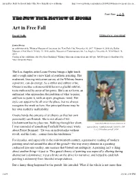 Art in Free Fall | by David Salle | the New York Review of Books