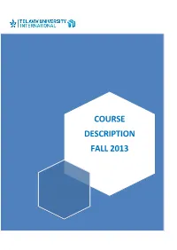 Course Description Fall 2013