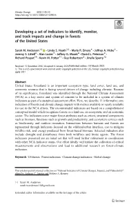 Developing a Set of Indicators to Identify, Monitor, and Track Impacts and Change in Forests of the United States