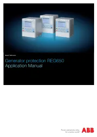 Generator Protection REG650 Application Manual