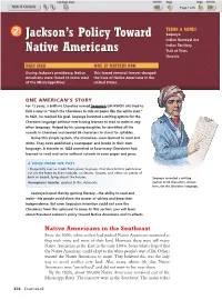 Jackson's Policy Toward Native Americans