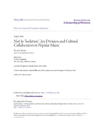 Joy Division and Cultural Collaborators in Popular Music Briana E
