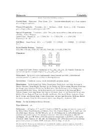 Malayaite Casnsio5 C 2001 Mineral Data Publishing, Version 1.2 ° Crystal Data: Monoclinic