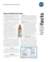 Space Shuttle Era Fact Sheet