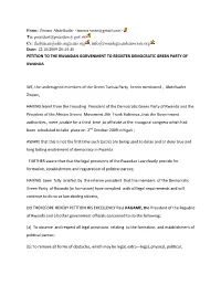 &lt;Tunisie.Verte@Gmail.Com&gt; To: President@Presidency.Gov.Rw Cc