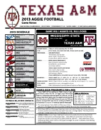 2013 AGGIE FOOTBALL Game Notes