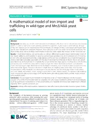 A Mathematical Model of Iron Import and Trafficking in Wild-Type and Mrs3/4ΔΔ Yeast Cells Joshua D
