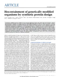 Biocontainment of Genetically Modified Organisms by Synthetic Protein Design