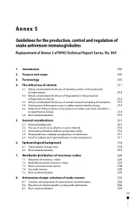 Guidelines for the Production, Control and Regulation of Snake Antivenom Immunoglobulins Replacement of Annex 2 of WHO Technical Report Series, No
