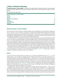 History of Behavioral Neurology
