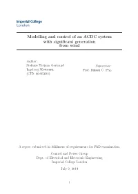 Modelling and Control of an ACDC System with Significant Generation from Wind