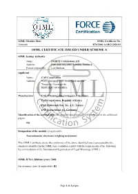 Oiml Certificate Issued Under Scheme A