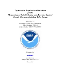 Optimization Requirements Document for the Meteorological Data Collection and Reporting System/ Aircraft Meteorological Data Relay System