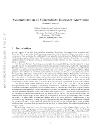 Systematization of Vulnerability Discovery Knowledge: Review