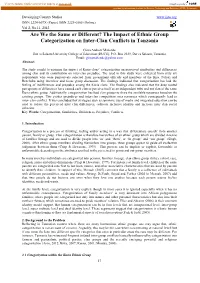 The Impact of Ethnic Group Categorization on Inter-Clan Conflicts in Tanzania