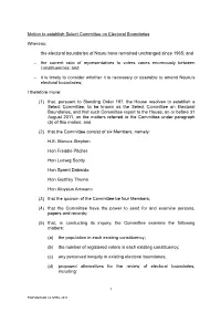 Whereas: Motion to Establish Select Committee on Electoral Boundaries – the Electoral Boundaries of Nauru Have Remained Uncha