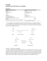 CH 2280 Synthesis and Nitration of Acetanilide