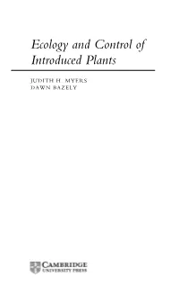 Ecology and Control of Introduced Plants