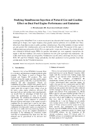 Studying Simultaneous Injection of Natural Gas and Gasoline Effect on Dual Fuel Engine Performance and Emissions
