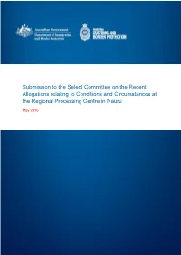 Submission to the Select Committee on the Recent Allegations Relating to Conditions and Circumstances at the Regional Processing Centre in Nauru