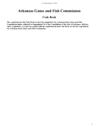 Arkansas Game and Fish Commission Code Book