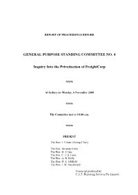 Freightcorp 6 November Transcript