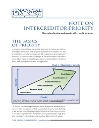 Note on Intercreditor Priority How Subordination and Security Aﬀect Credit Structure