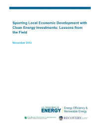 Spurring Local Economic Development with Clean Energy Investments: Lessons from the Field