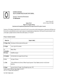 Summary Table of Responses from Competent Authorities