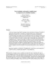 Text Readability and Intuitive Simplification: a Comparison of Readability Formulas