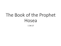 The Book of the Prophet Hosea