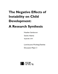 The Negative Effects of Instability on Child Development