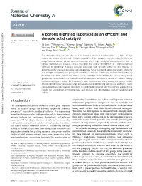 A Porous Brønsted Superacid As an Efficient and Durable Solid Catalyst