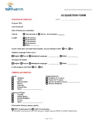Acquisition Form