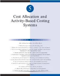 Cost Allocation and Activity-Based Costing Systems