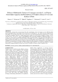 Effects of Methanolic Extract of Crataegus Azarolus L