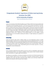 Postgraduate Students' Experience of Online Learning During Semester