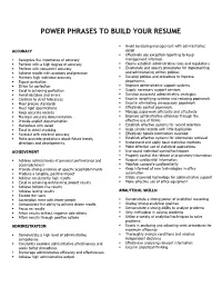 Power Phrases to Build Your Resume