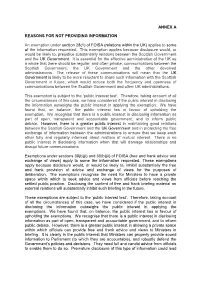Relations Within the UK) Applies to Some of the Information Requested