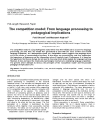 The Competition Model: from Language Processing to Pedagogical Implications