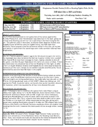 ~ 2021 Fightin Phils Game Notes