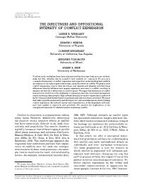 The Directness and Oppositional Intensity of Conflict Expression