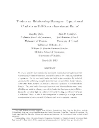 Traders Vs. Relationship Managers: Reputational Conflicts in Full