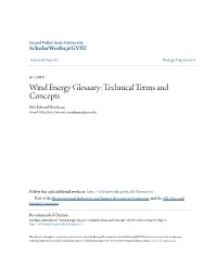 Wind Energy Glossary: Technical Terms and Concepts Erik Edward Nordman Grand Valley State University, Nordmane@Gvsu.Edu