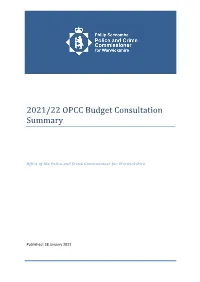 2021/22 OPCC Budget Consultation Summary