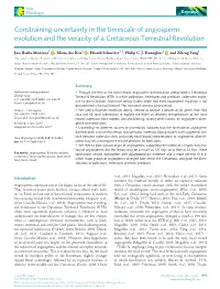 Constraining Uncertainty in the Timescale of Angiosperm Evolution and the Veracity of a Cretaceous Terrestrial Revolution