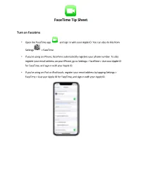 Facetime Tip Sheet